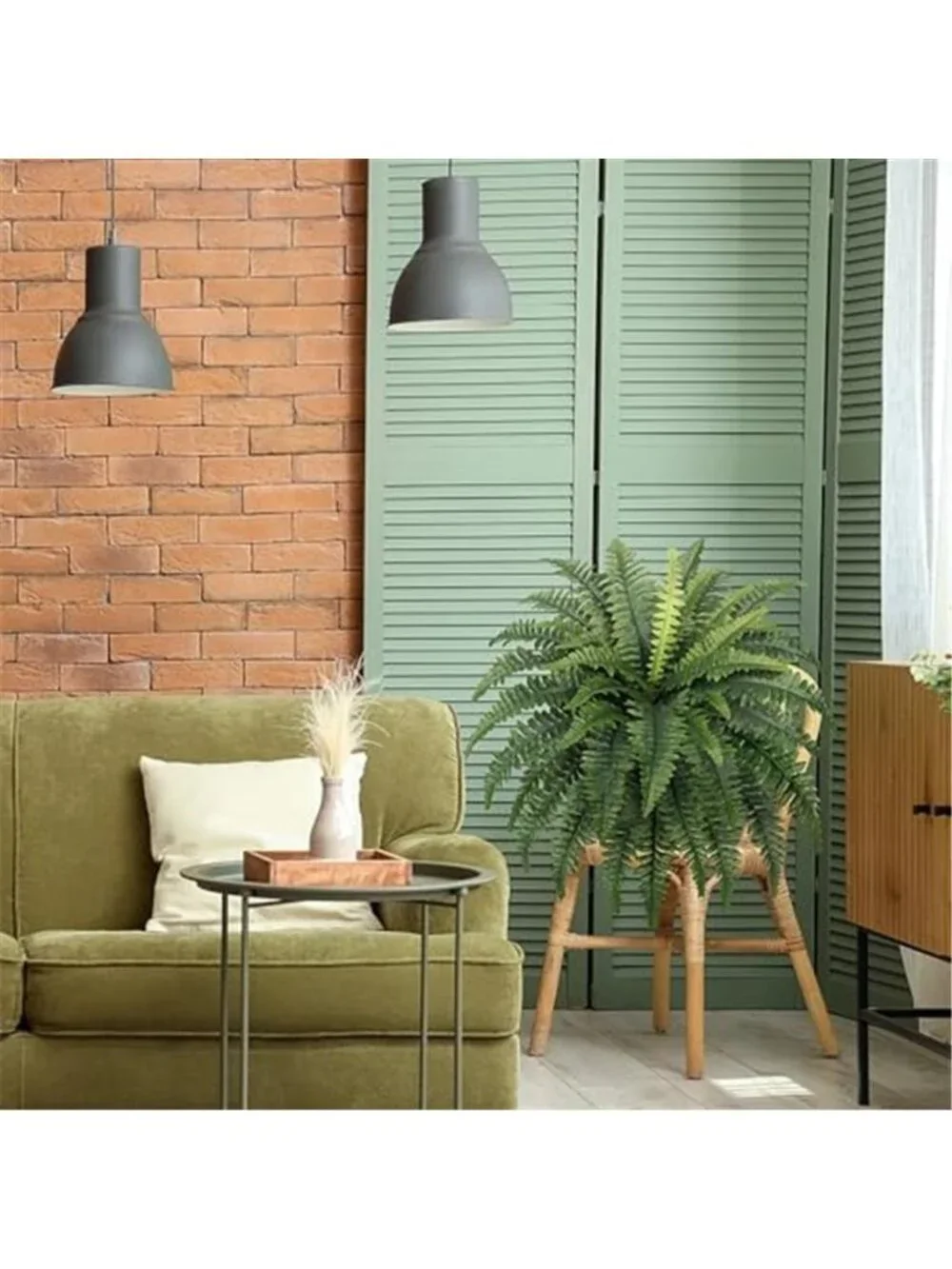 Artificial Boston Fern Plants UV Resistant Faux Hanging Greenery 2 Pack Decor